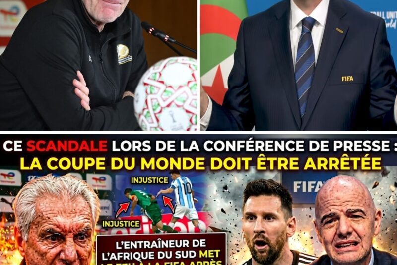 “Explosion en conférence de presse : l’entraîneur sud-africain accuse la FIFA d’injustice envers l’Algérie et déclenche une tempête mondiale dans le football”